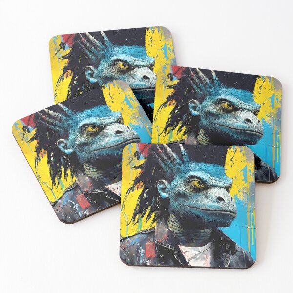 Item preview, Rebel Lizard Portrait. Reptile Mohawk art designed and sold by GiveMeMood.