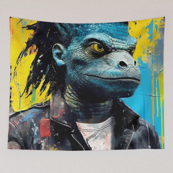Item preview, Rebel Lizard Portrait. Reptile Mohawk art designed and sold by GiveMeMood.