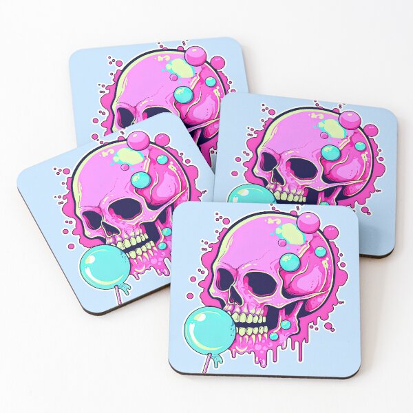Item preview, Lollipop Skull Colorful Bubblegum Pink and Blue Sweets Juicy Spooky Halloween designed and sold by BubbleBone.