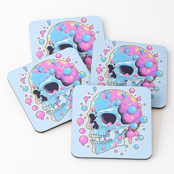 Item preview, Lollipop Skull Colorful Bubblegum Pink and Blue Sweets Juicy Spooky Halloween designed and sold by BubbleBone.