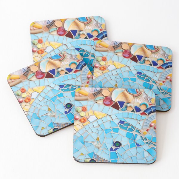 Item preview, Blue Barcelona trencadis mosaic art Barselona colorful mosaic Gaudi trencadis mosaic Barcelona Park Guell art designed and sold by LolioGifts.