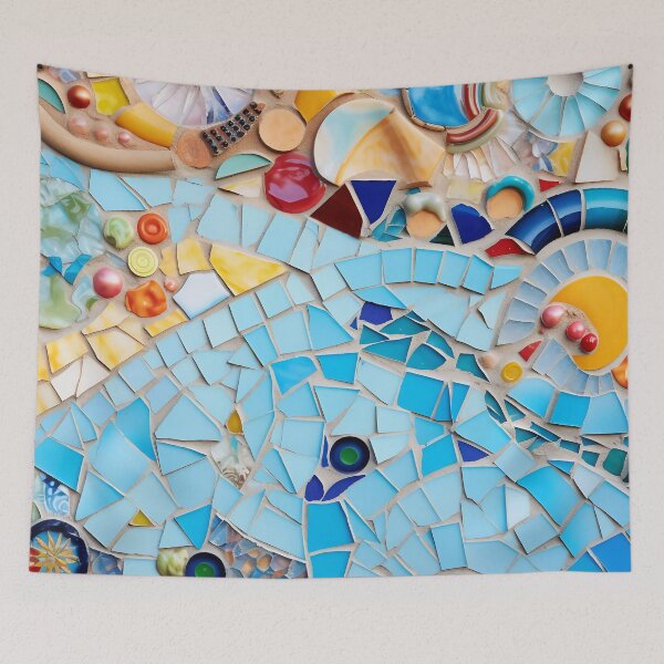 Item preview, Blue Barcelona trencadis mosaic art Barselona colorful mosaic Gaudi trencadis mosaic Barcelona Park Guell art designed and sold by LolioGifts.