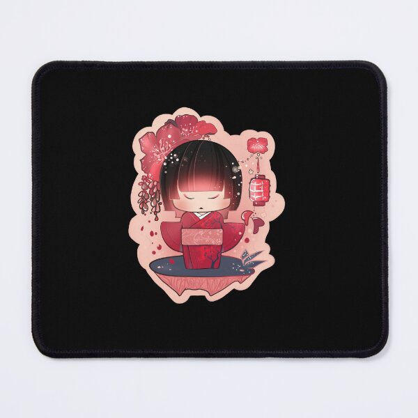 Item preview, Japanese Chibi Art Girl wearing red furisode kimono and holding red lantern for the Autumn Festival Obon designed and sold by HotaruArt.