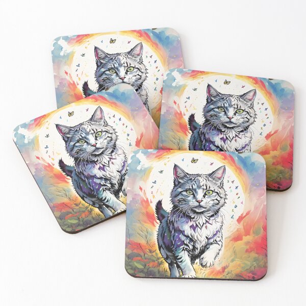 Item preview, White kitty kat prancing through the field, butterflies chilling designed and sold by wojysmokes.