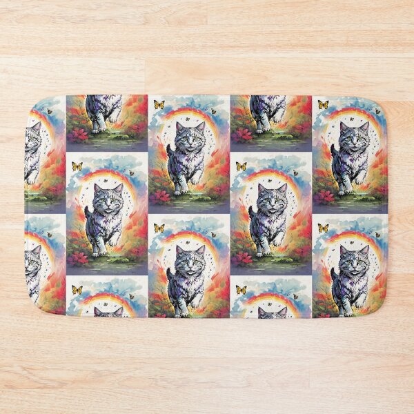 Item preview, White kitty kat prancing through the field, butterflies chilling designed and sold by wojysmokes.