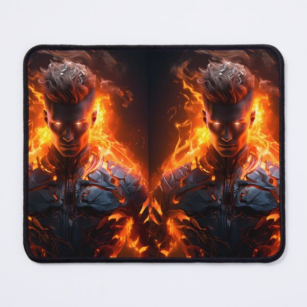 Item preview, A handsome powerful flaming cyborg in the style of futuristic glamour designed and sold by AI-Only Creations.