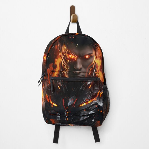 Item preview, A handsome powerful flaming cyborg in the style of superhero designed and sold by AI-Only Creations.