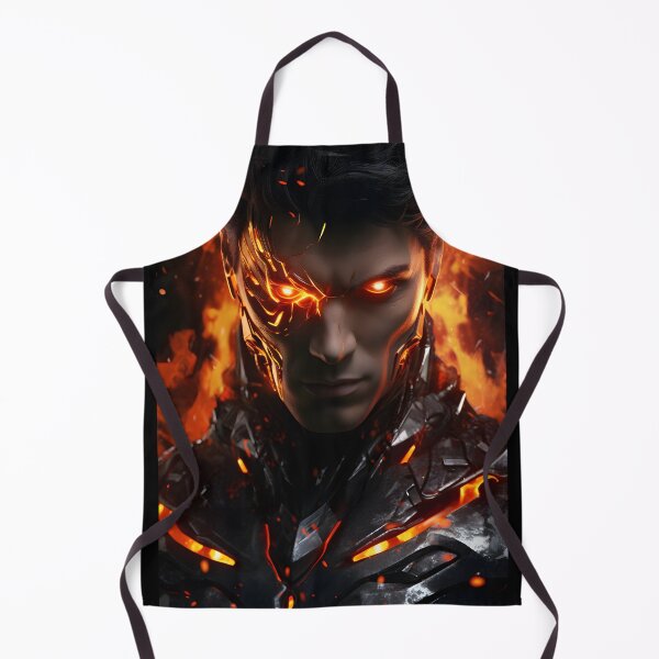 Item preview, A handsome powerful flaming cyborg in the style of superhero designed and sold by AI-Only Creations.
