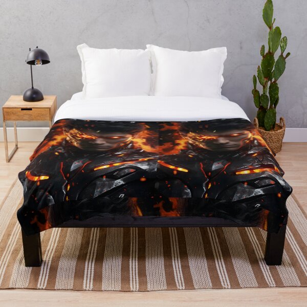 Item preview, A handsome powerful flaming cyborg in the style of superhero designed and sold by AI-Only Creations.