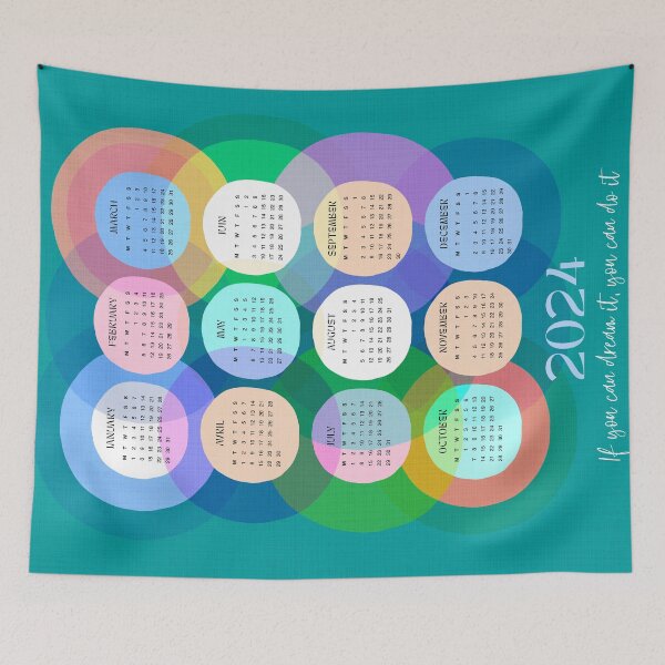 Item preview, Abstract Geo Rainbow 2024 Calendar 1. Teal designed and sold by Dominiquevari.