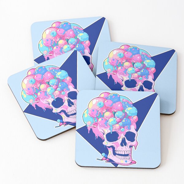 Item preview, Colorful Bubblegum Skull Lollipop Pink and Blue Sweets Juicy Spooky Halloween designed and sold by BubbleBone.