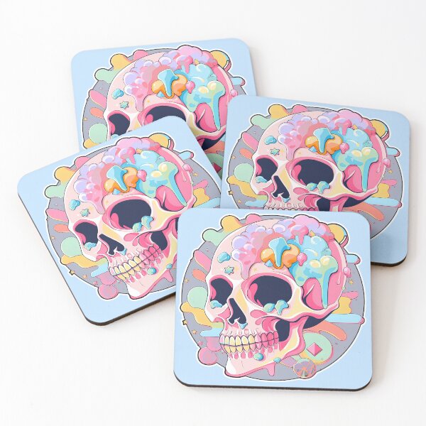 Item preview, Colorful Bubblegum Skull Lollipop Pink and Blue Sweets Juicy Spooky Halloween designed and sold by BubbleBone.