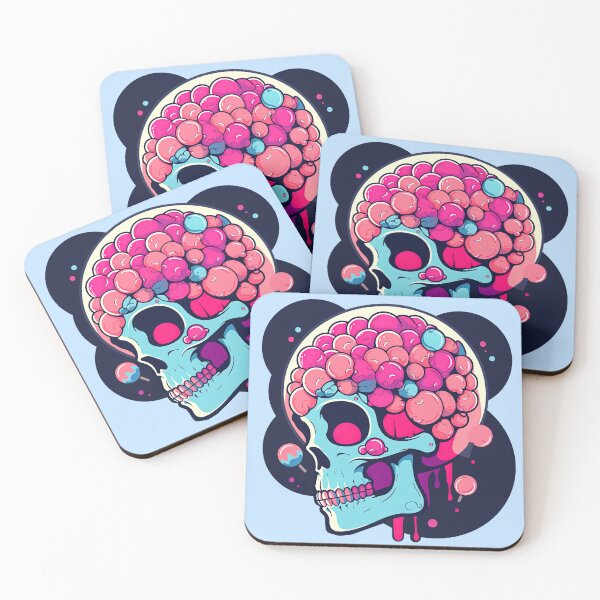 Item preview, Colorful Bubblegum Skull Lollipop Pink and Blue Sweets Juicy Spooky Halloween designed and sold by BubbleBone.
