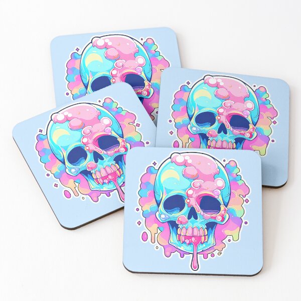 Item preview, Colorful Bubblegum Skull Lollipop Pink and Blue Sweets Juicy Spooky Halloween designed and sold by BubbleBone.