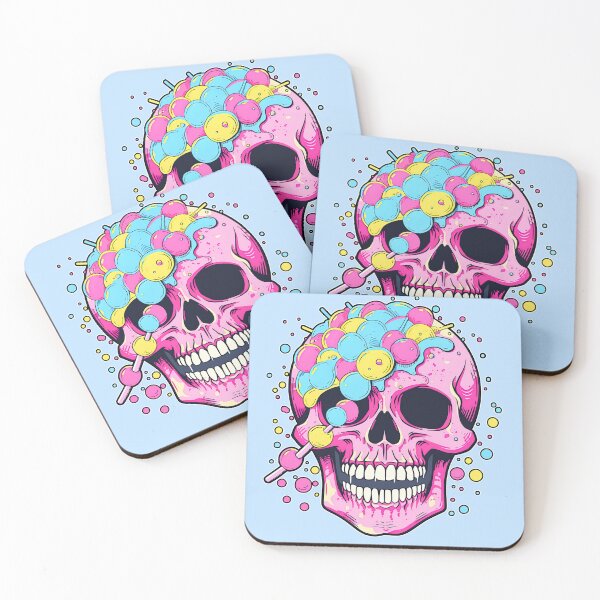 Item preview, Colorful Bubblegum Skull Lollipop Pink and Blue Sweets Juicy Spooky Halloween designed and sold by BubbleBone.