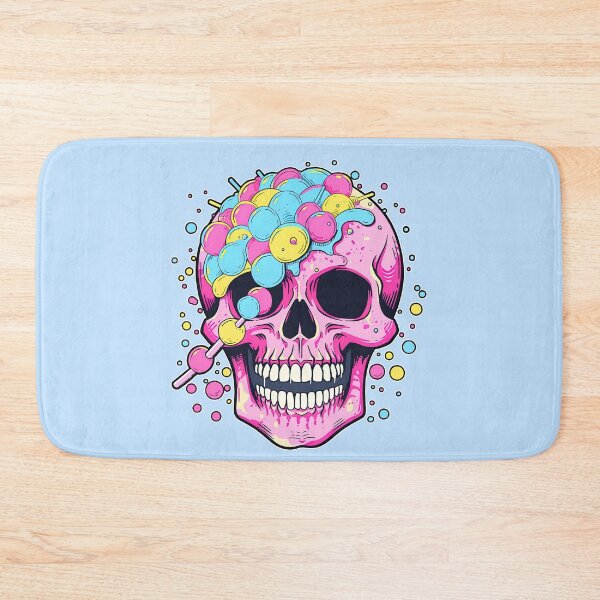 Item preview, Colorful Bubblegum Skull Lollipop Pink and Blue Sweets Juicy Spooky Halloween designed and sold by BubbleBone.