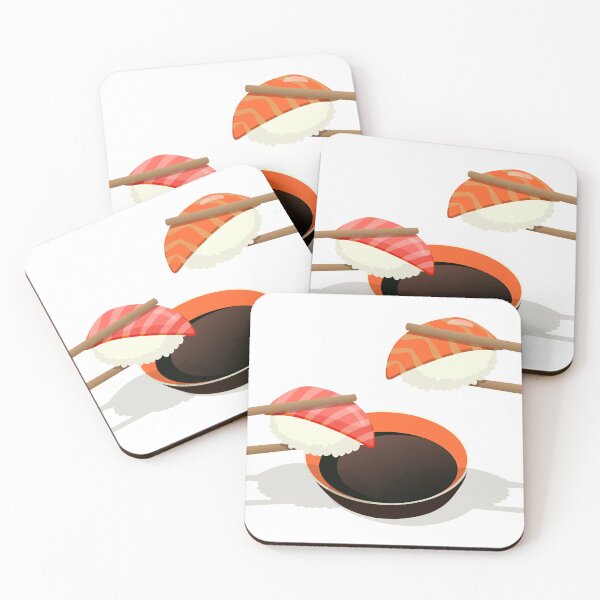 Item preview, Hand drawn vector still life of chopsticks with a sushi and a bowl of soya sauce  designed and sold by Familyshmot.