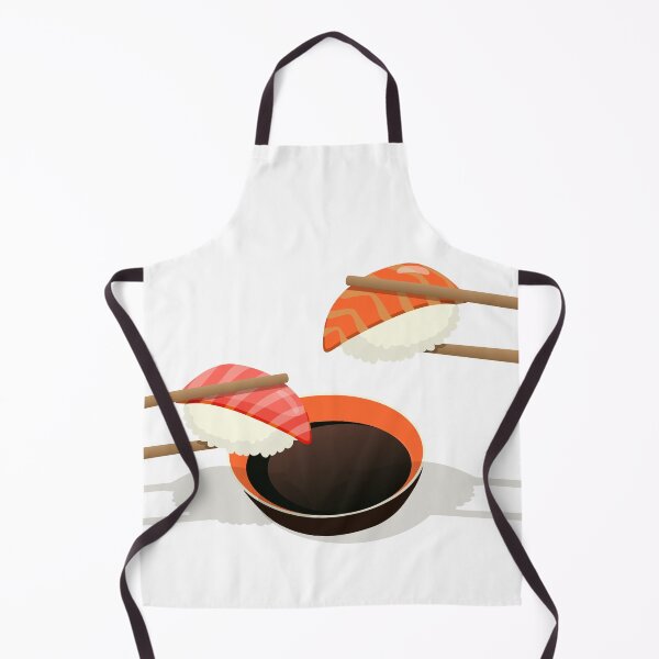 Item preview, Hand drawn vector still life of chopsticks with a sushi and a bowl of soya sauce designed and sold by Familyshmot.