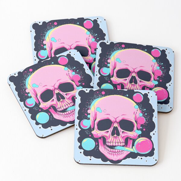 Item preview, Colorful Bubblegum Skull Lollipop Pink and Blue Sweets Juicy Spooky Halloween designed and sold by BubbleBone.