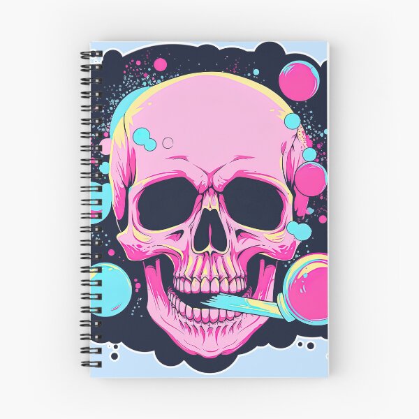 Artikelvorschau, Colorful Bubblegum Skull Lollipop Pink and Blue Sweets Juicy Spooky Halloween entworfen und verkauft von BubbleBone.