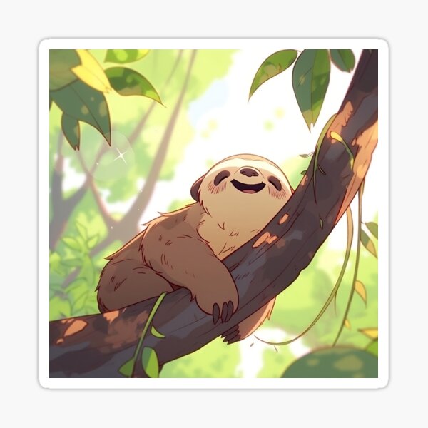 Baby Sloth hanging out in the Rainforest Sticker