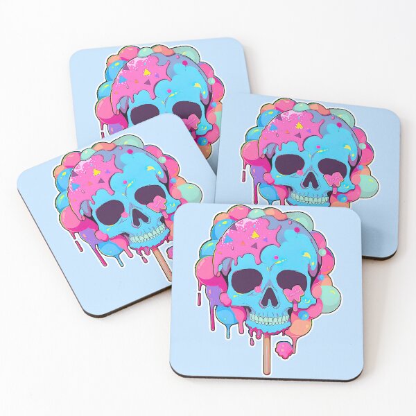 Item preview, Colorful Bubblegum Skull Lollipop Pink and Blue Sweets Juicy Spooky Halloween designed and sold by BubbleBone.