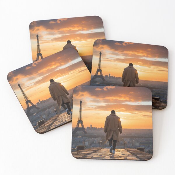 Item preview, Urban Horizon at Dusk: One Person Silhouetted Against Vibrant Sunset Skyline designed and sold by Domitian Tincaba.