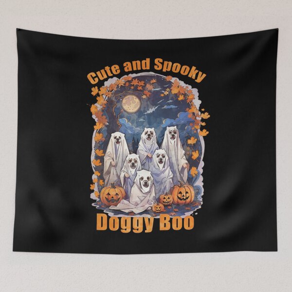 Item preview, Cute and spoky, doggy BOO! dog Halloween outfit, spooky, scary, cemetery, dog lovers designed and sold by Collagedream.