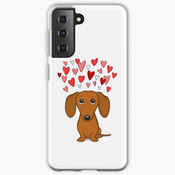 Cute Dachshund with Hearts Samsung Galaxy Soft Case