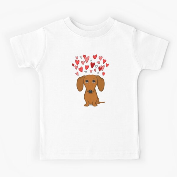 Dachshund lindo con corazones Camiseta para niños