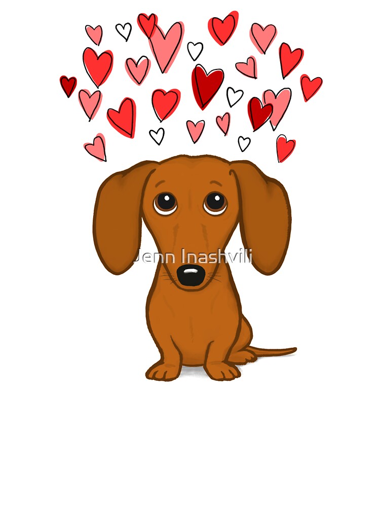 Thumbnail 2 of 2, Baby One-Piece, Cute Dachshund with Hearts designed and sold by Jenn Inashvili.
