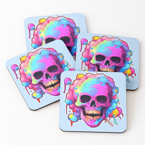 Item preview, Colorful Bubblegum Skull Lollipop Pink and Blue Sweets Juicy Spooky Halloween designed and sold by BubbleBone.