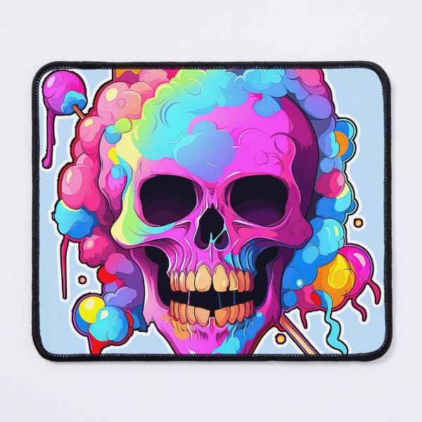 Artikelvorschau, Colorful Bubblegum Skull Lollipop Pink and Blue Sweets Juicy Spooky Halloween entworfen und verkauft von BubbleBone.