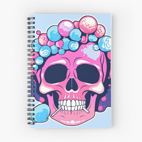 Artikelvorschau, Colorful Bubblegum Skull Lollipop Pink and Blue Sweets Juicy Spooky Halloween entworfen und verkauft von BubbleBone.