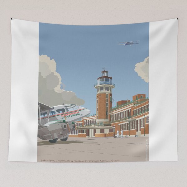 Item preview, Speke Airport, Liverpool with de Havilland DH89 Dragon Rapide, circa 1932 designed and sold by contourcreative.