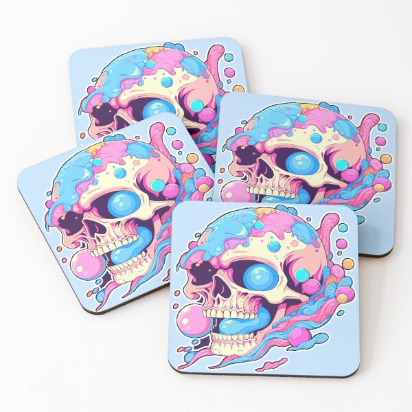 Item preview, Colorful Bubblegum Skull Lollipop Pink and Blue Sweets Juicy Spooky Halloween designed and sold by BubbleBone.