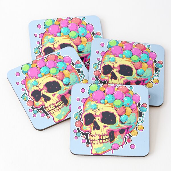 Item preview, Colorful Bubblegum Skull Lollipop Pink and Blue Sweets Juicy Spooky Halloween designed and sold by BubbleBone.