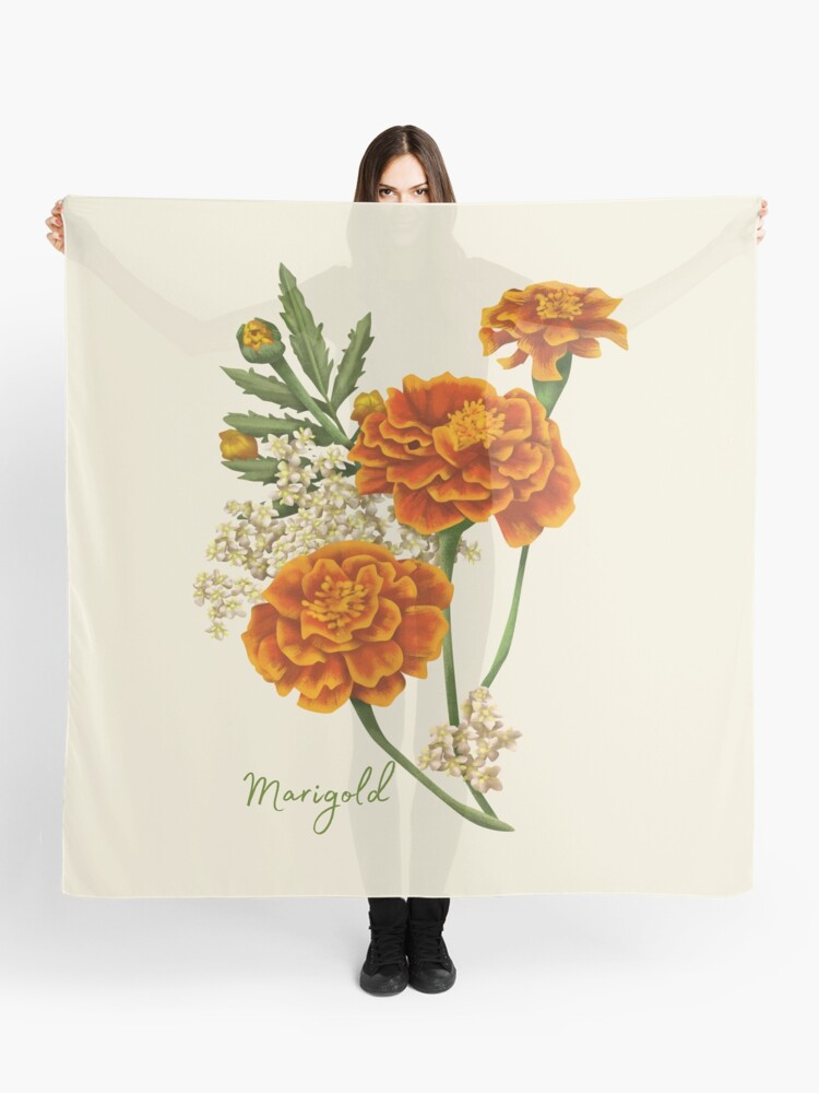 Marigold October Birthday Flower Scarf