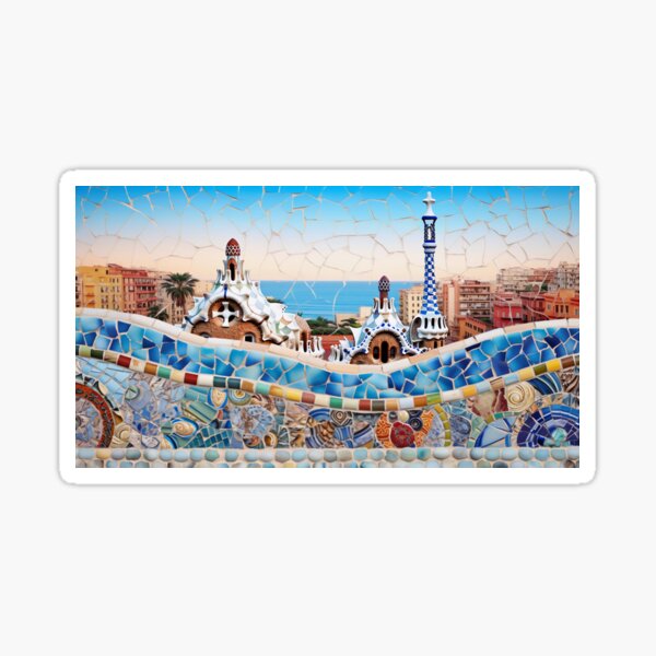 Item preview, Sea view mosaic inspired by Gaudi Park Guell Barcelona Spain designed and sold by LolioGifts.