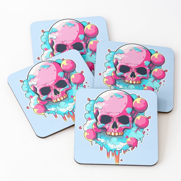 Item preview, Colorful Bubblegum Skull Lollipop Pink and Blue Sweets Juicy Spooky Halloween designed and sold by BubbleBone.