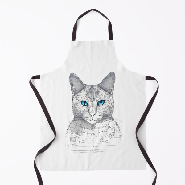 Item preview, Portrait of Robot cat. Drawing with blue colored eyes designed and sold by posterflunz.