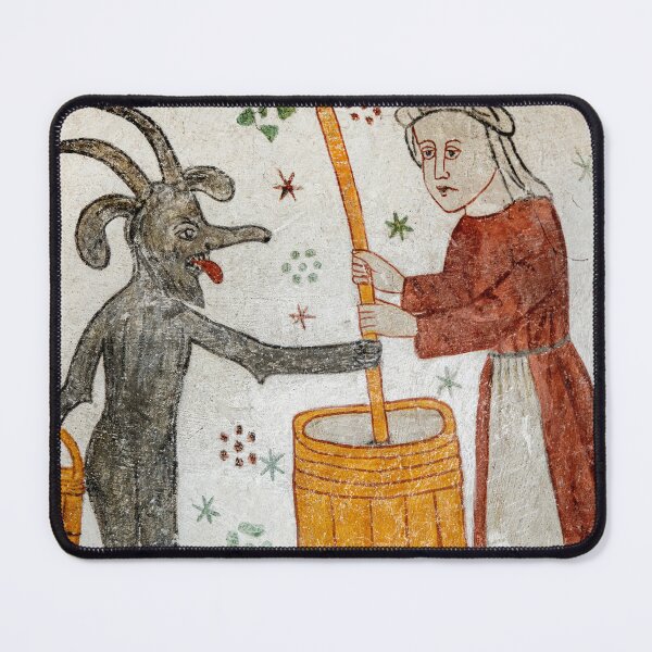 Item preview, Poster with a gothic fresco showing a Devil mocking a woman making beer designed and sold by Postertale.