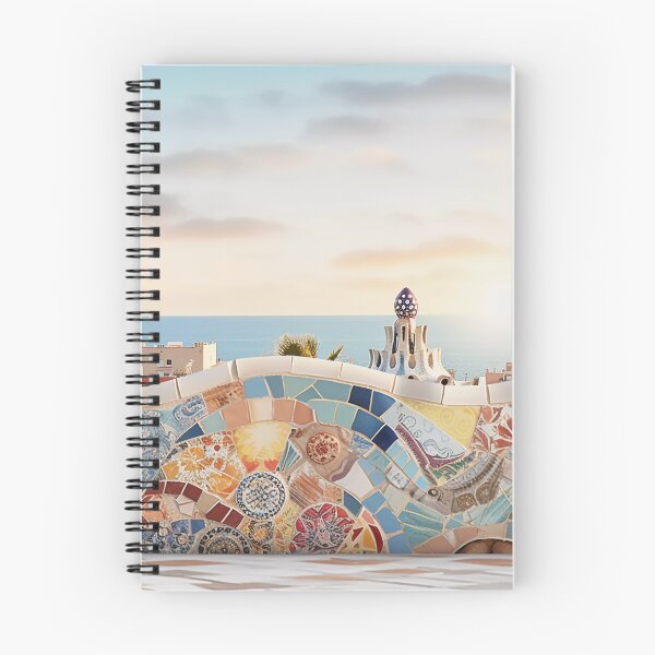 Item preview, Beach Sunrise view Gaudí-Inspired Park Güell Mosaic artwork designed and sold by LolioGifts.