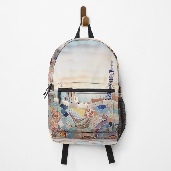 Item preview, Beach Sunrise view Gaudí-Inspired Park Güell Mosaic artwork designed and sold by LolioGifts.