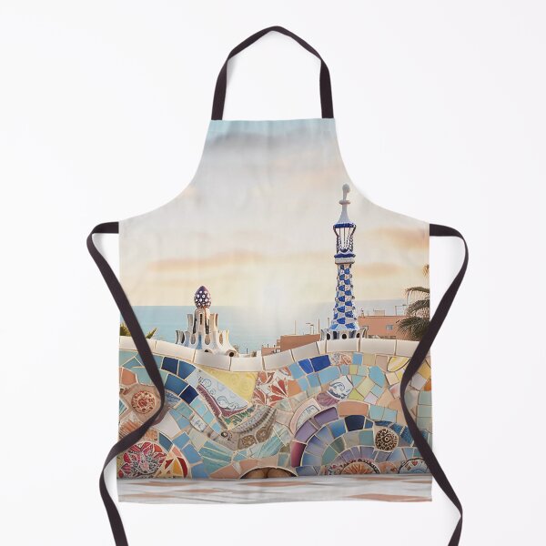 Item preview, Beach Sunrise view Gaudí-Inspired Park Güell Mosaic artwork designed and sold by LolioGifts.