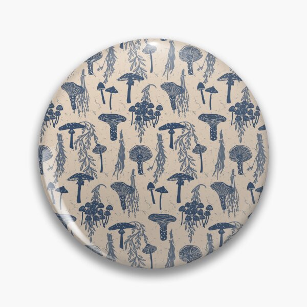 Item preview, Foraged Mushrooms and Dried Herbs - Parchment and Navy Blue designed and sold by ashandinkstudio.