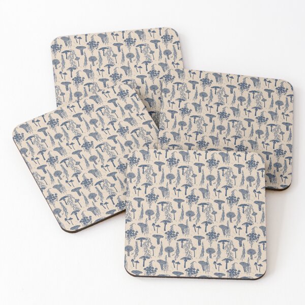 Item preview, Foraged Mushrooms and Dried Herbs - Parchment and Navy Blue designed and sold by ashandinkstudio.