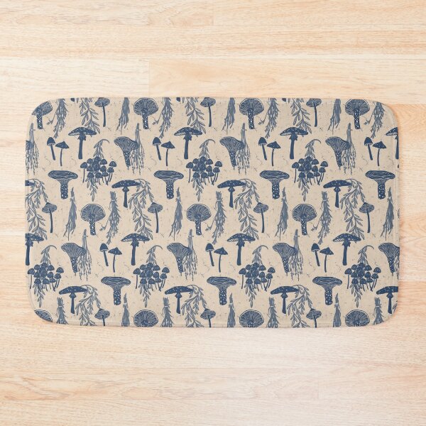 Item preview, Foraged Mushrooms and Dried Herbs - Parchment and Navy Blue designed and sold by ashandinkstudio.
