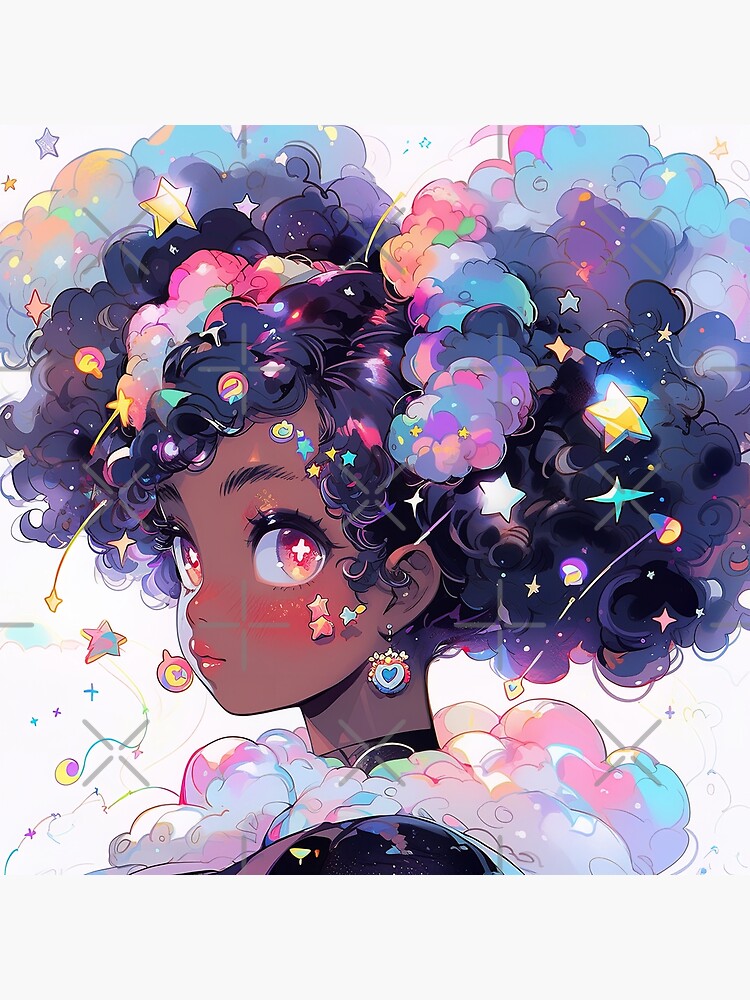 Curly hair anime woman