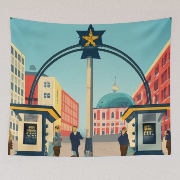 Item preview, A Vintage Travel Art of Checkpoint Charlie in Berlin - Germany  designed and sold by GoodOldVintage.